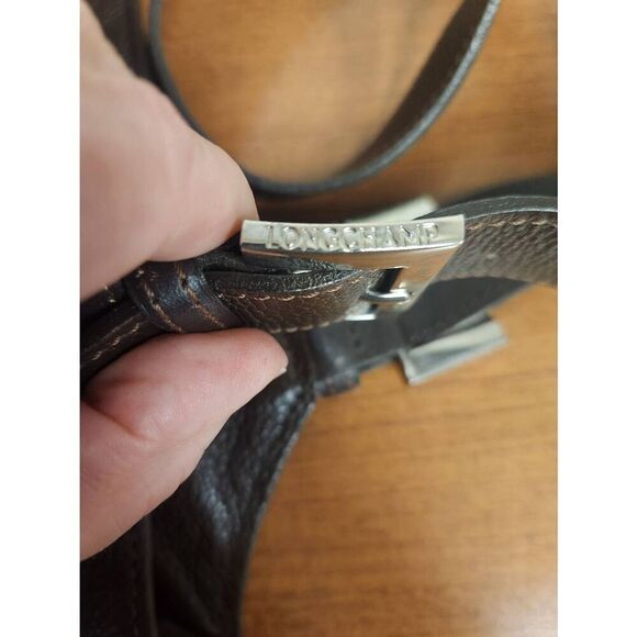 Longchamp Dark Brown Leather Handbag with Silver Hardware - Picture 8 of 10